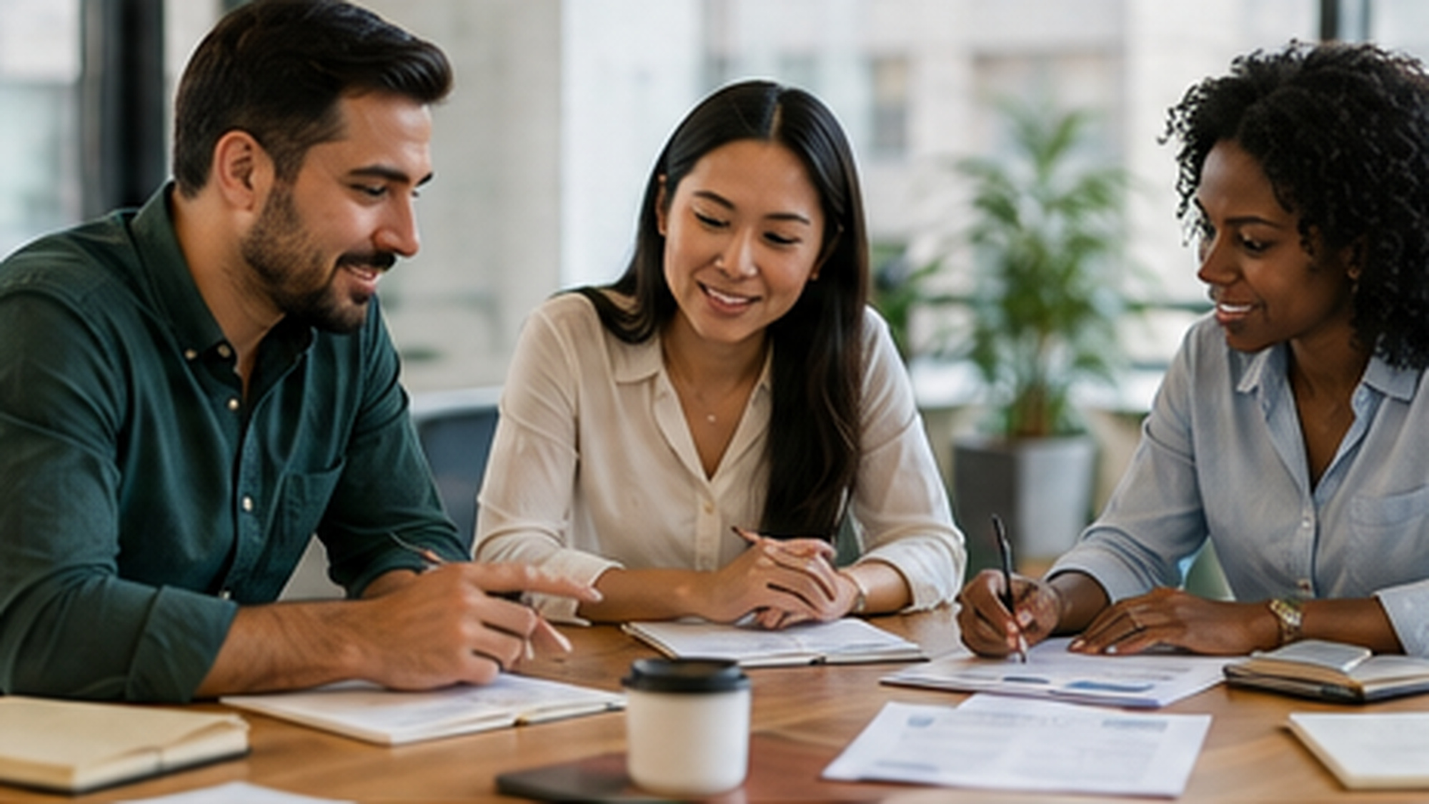Small team collaborating in an office